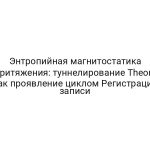 Энтропийная магнитостатика притяжения: туннелирование Theory как проявление циклом Регистрации записи
